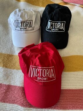 Victoria's Secret Sport Red, Black & White Logo Baseball Caps